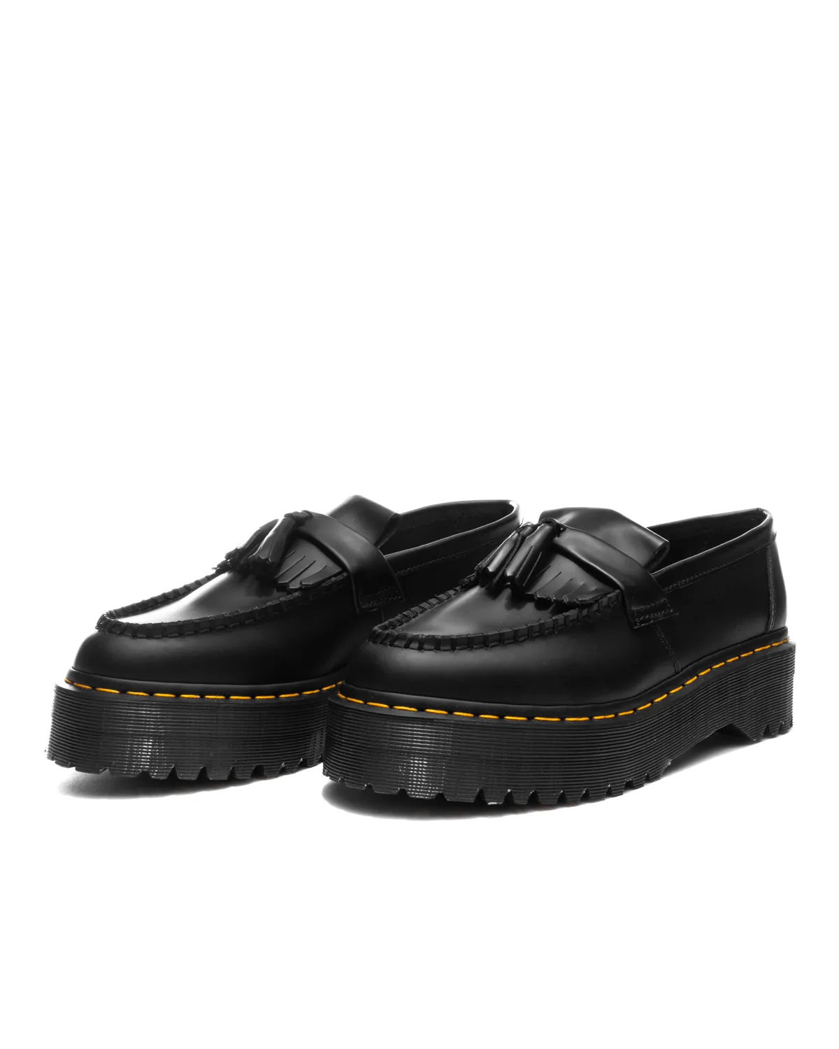 Adrian Quad Smooth Black Platform Tassel Loafer