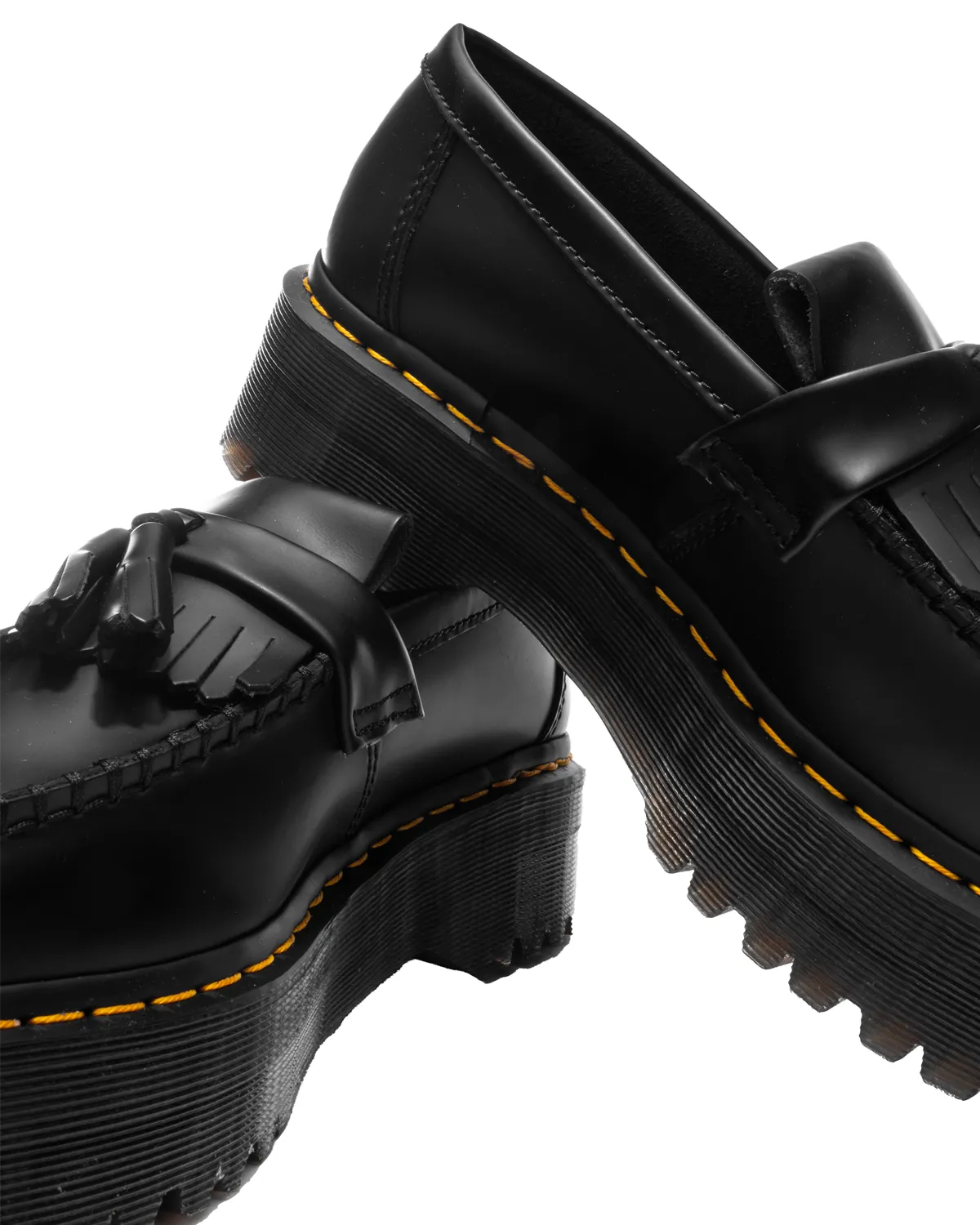 Adrian Quad Smooth Black Platform Tassel Loafer