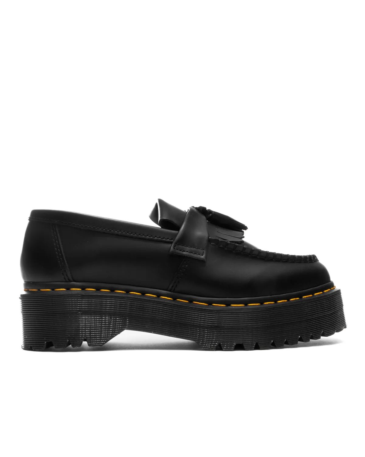 Adrian Quad Smooth Black Platform Tassel Loafer