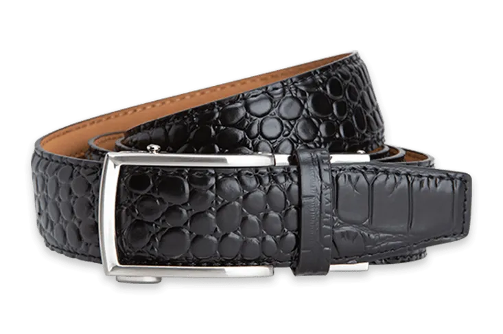 Alligator Black, 1 3/8 Strap, Dress Belt