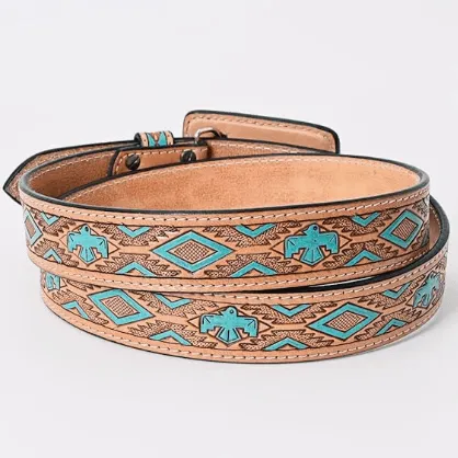 American Darling Women's Thunderbird Hand Tooled & Painted Leather Belt ADBLF173