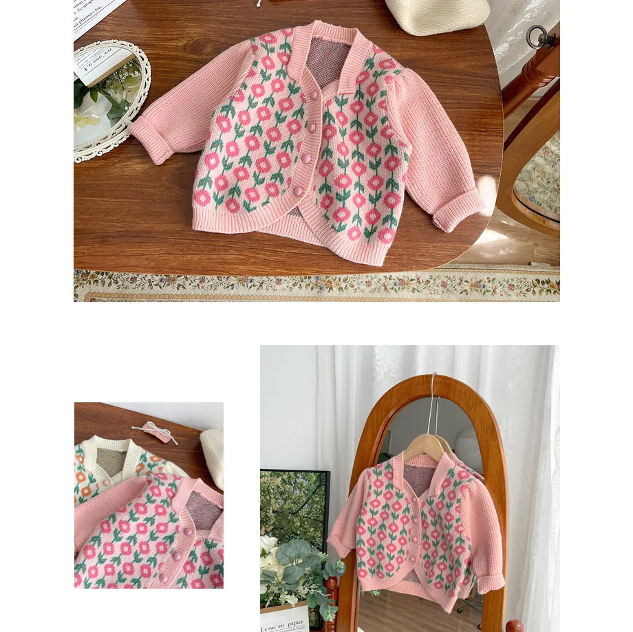 Baby Kid Girls Flower Crochet Print Cardigan Wholesale 230828353