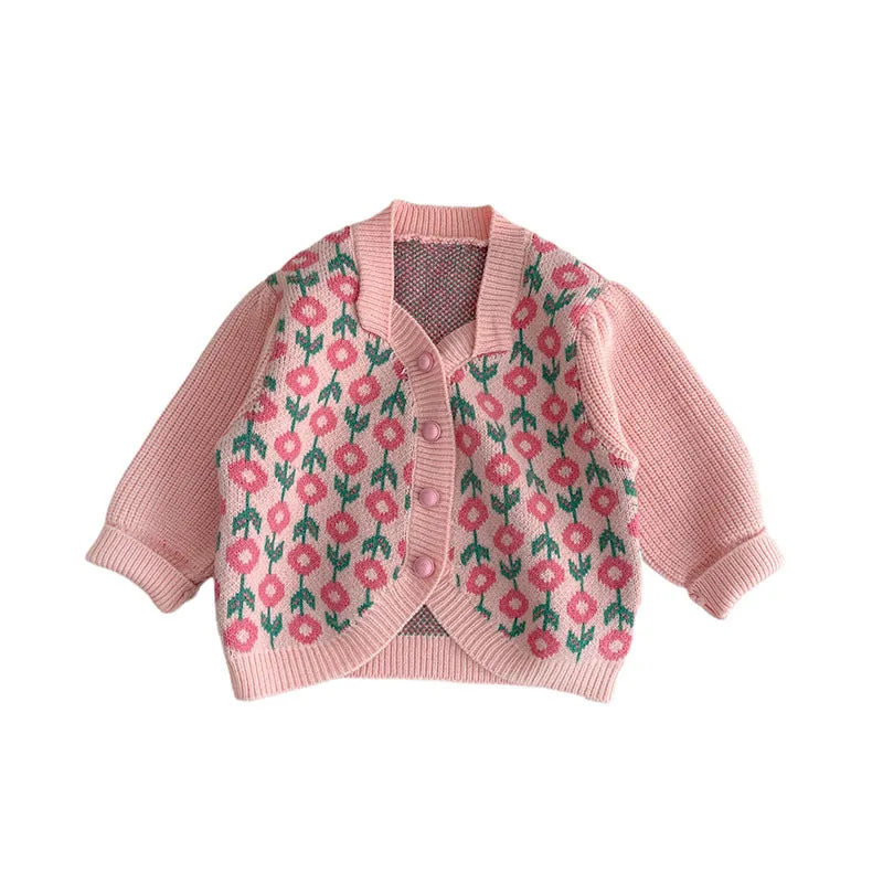 Baby Kid Girls Flower Crochet Print Cardigan Wholesale 230828353