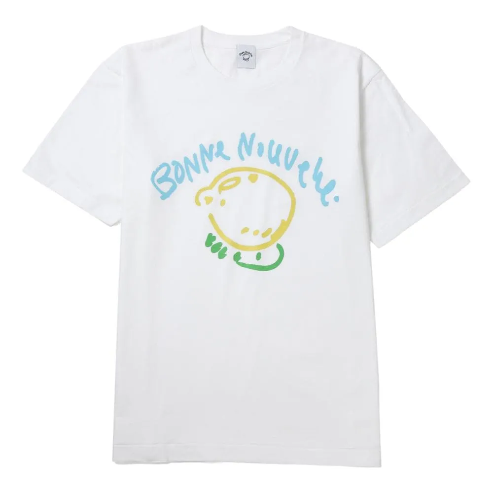 BONNE NOUVELLE LEMON TYPOGRAPHY BIG LOGO T-SHIRT-WHITE