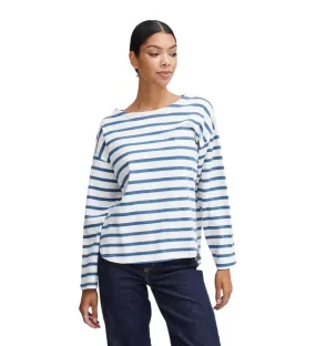 b.young women's striped sweater Byramsi 20814422 200450 white-blue