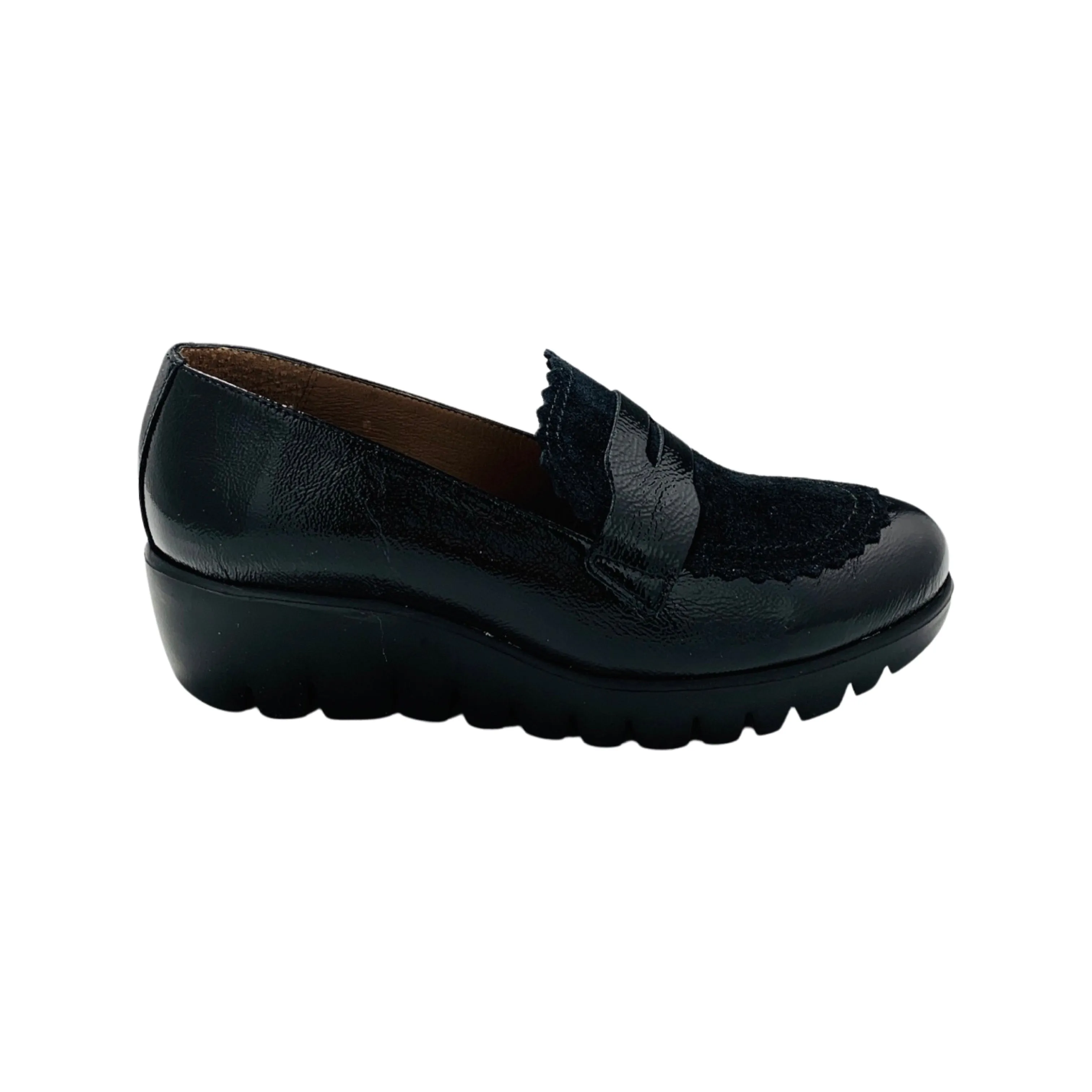 C33223 Black Patent Waterproof Platform Loafer