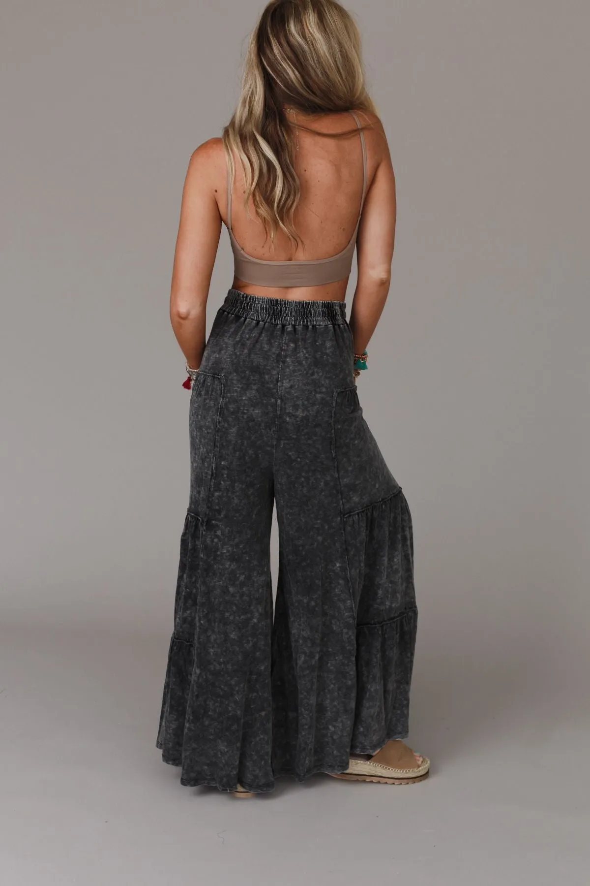 Called A Dreamer Washed Wide Leg Pant - Black