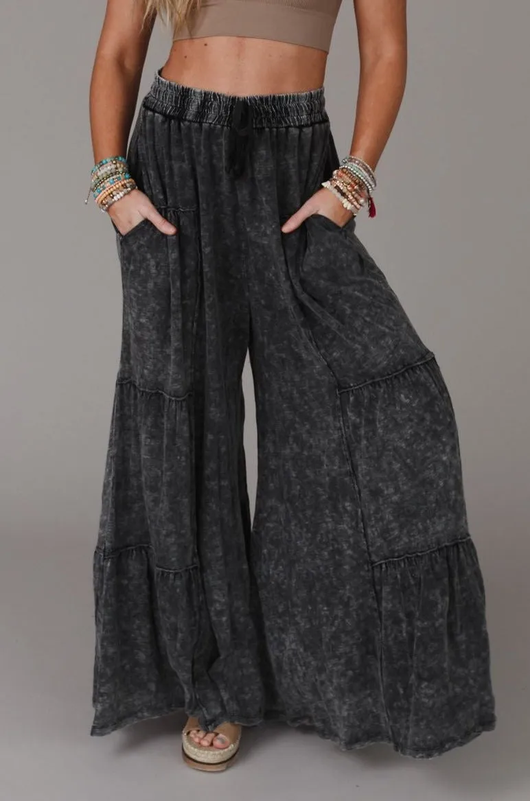 Called A Dreamer Washed Wide Leg Pant - Black