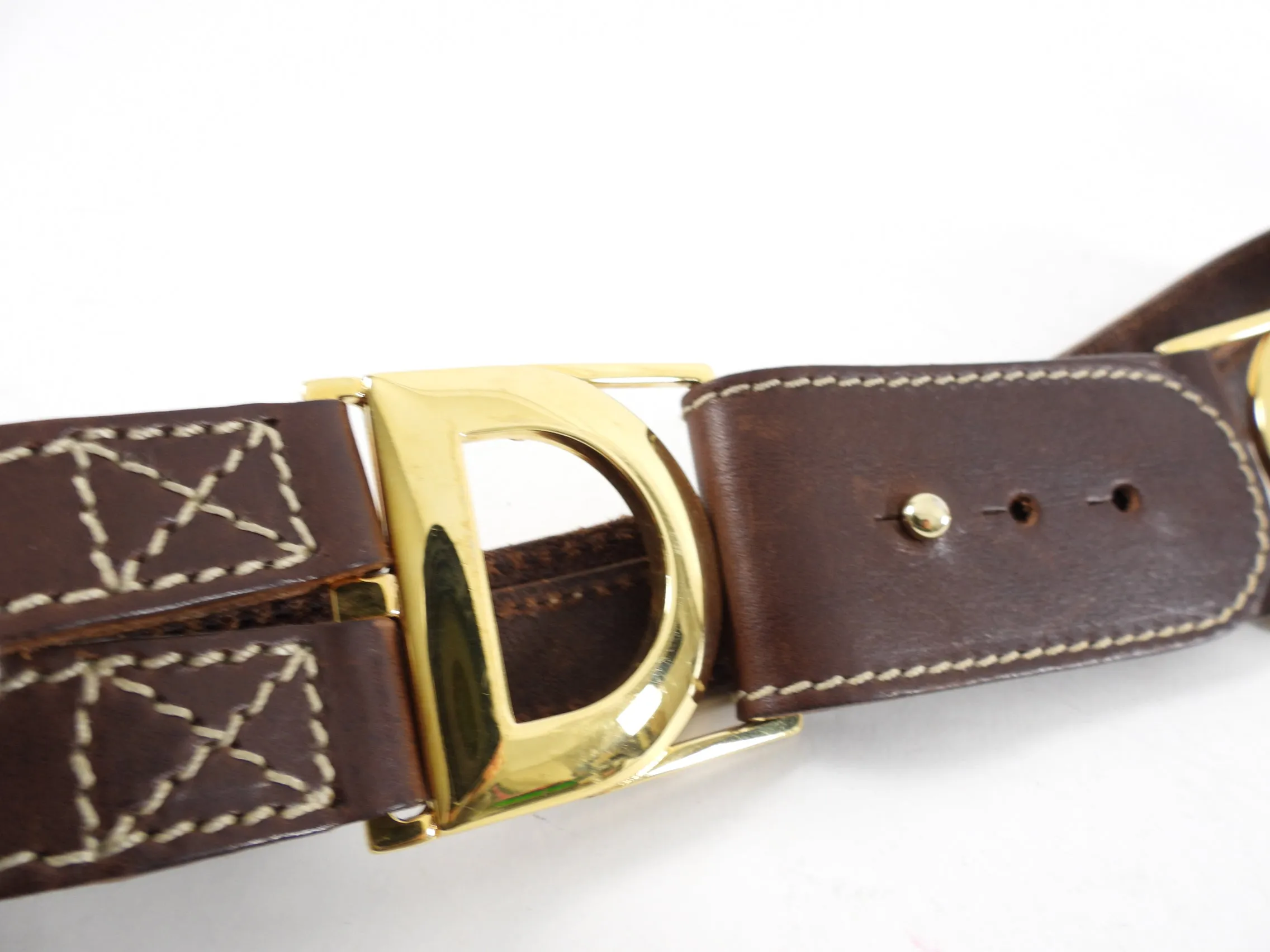 Dolce & Gabbana Vintage Brown Leather Logo Belt - 32-33