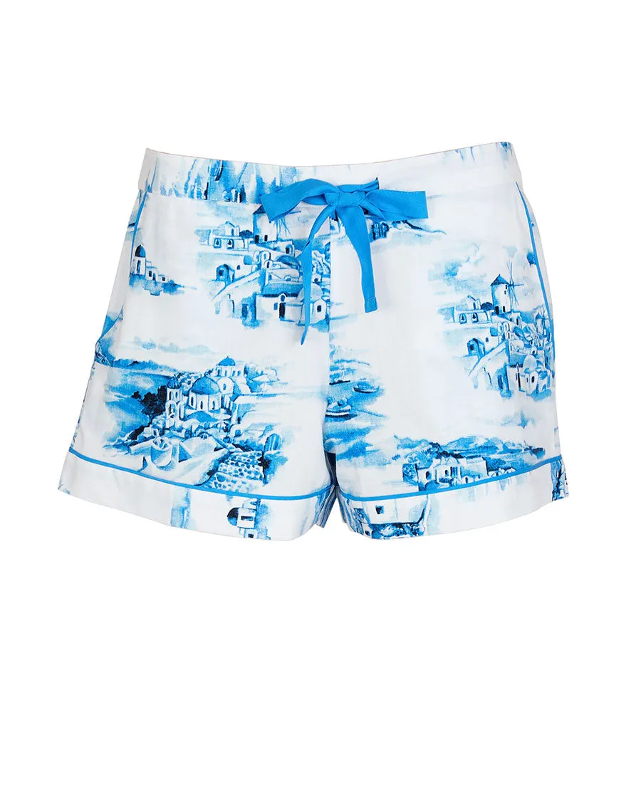 Donna Santorini Print Shorts