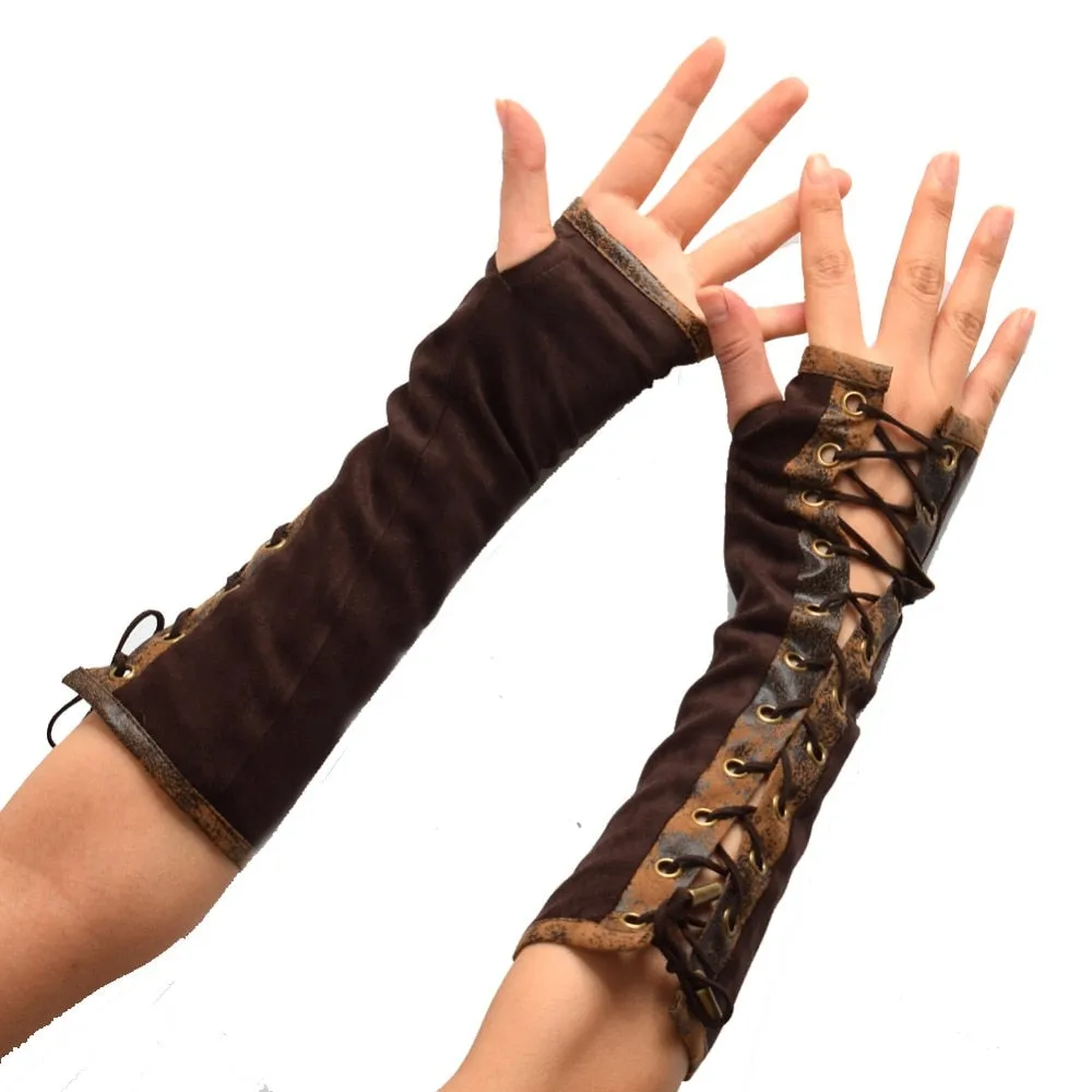 Elbow Lace Up Mittens Club Wear Cosplay Accessories Arm Warmer Steampunk Gloves