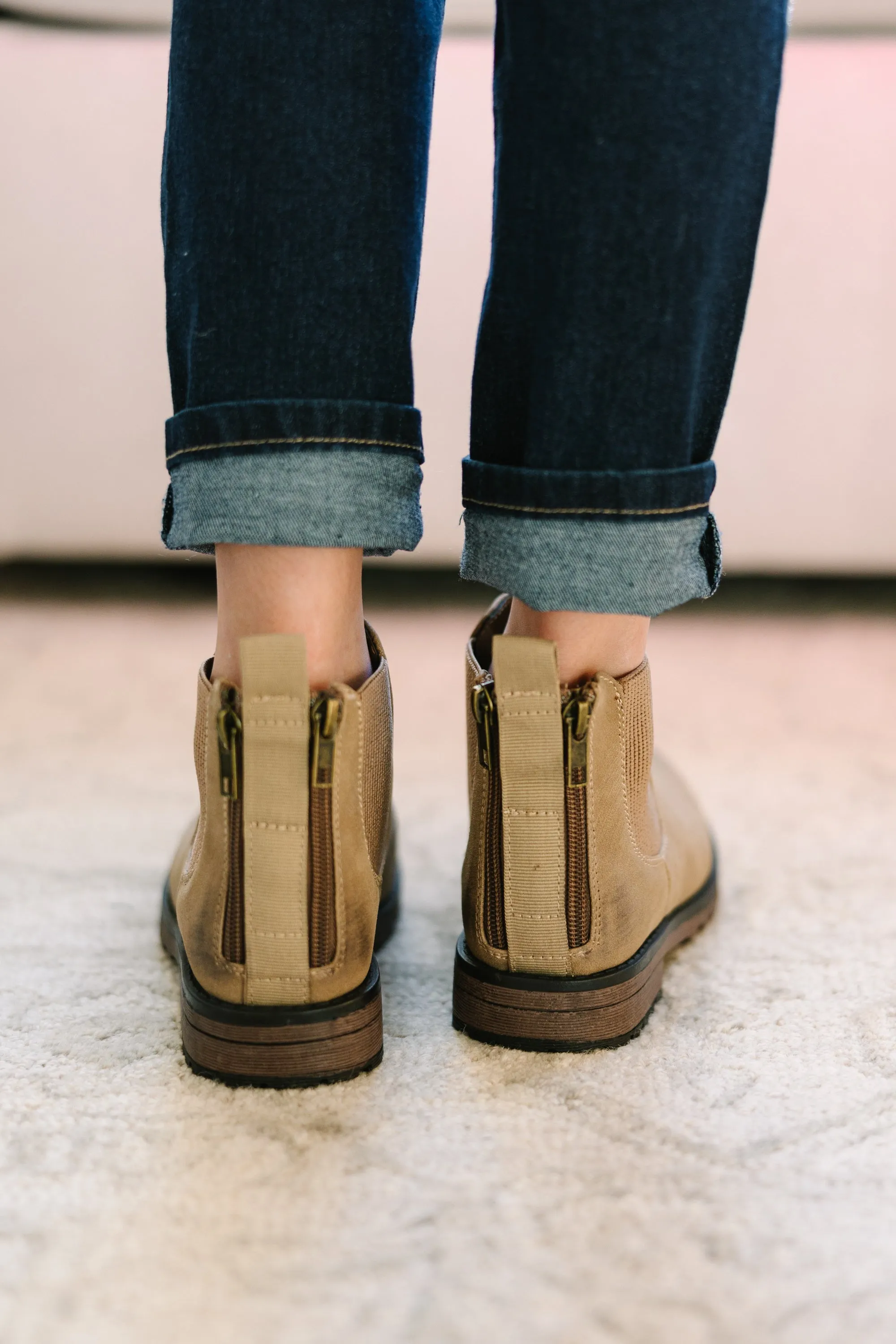 Girls: On The Right Track Taupe Booties