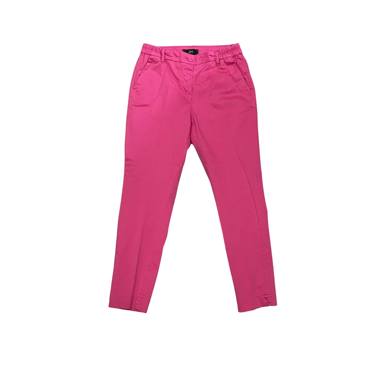 Griffai women's Capri trousers with side elastic in satin DGP5062 magenta