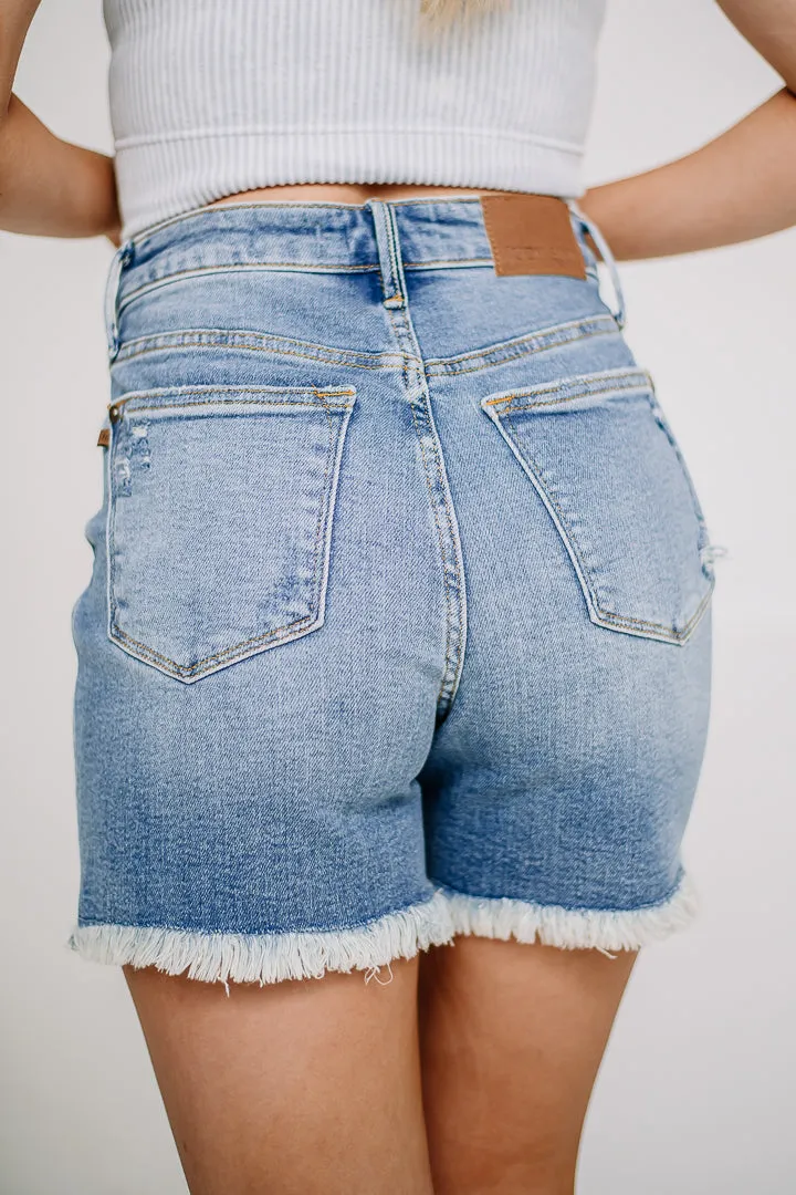 Keep It Classy Distressed Denim Shorts