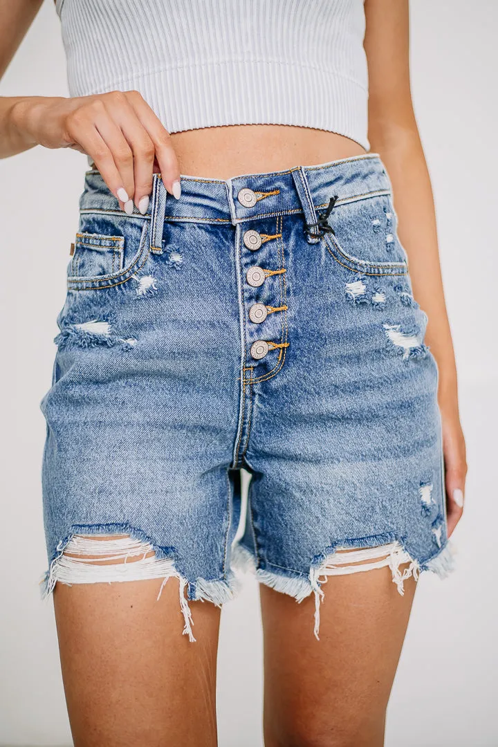 Keep It Classy Distressed Denim Shorts