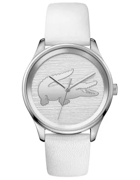 Lacoste Ladies Victoria Fashion Watch - Stainless Steel - White Leather Strap