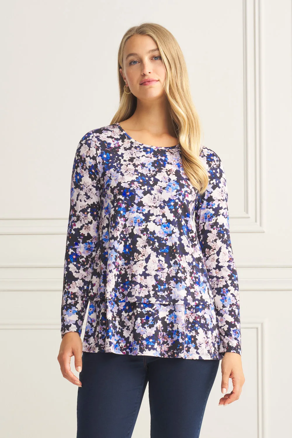 Long Sleeve Layered Tee - Violet Floral