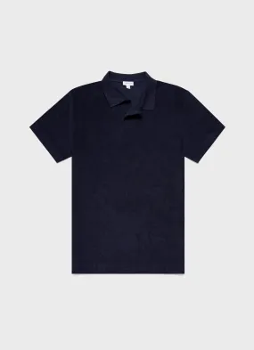 Men's Towelling Polo Shirt in Navy