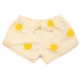 oh baby! Cotton Terry Girls Track Shorts - Sunshine Print - Natural