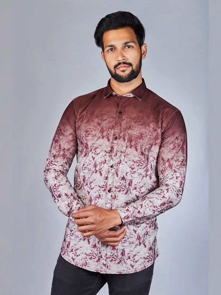 Printed Shirts for Men - Men Printed Spread Collar Cotton Shirt