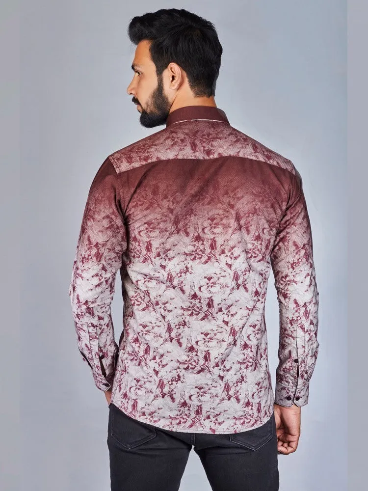 Printed Shirts for Men - Men Printed Spread Collar Cotton Shirt