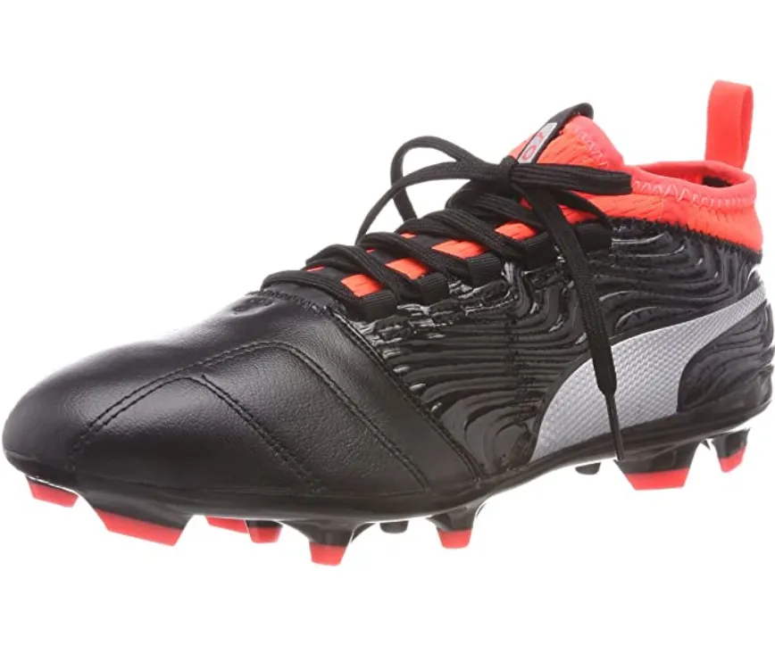 Puma men's soccer shoe with sock One 18.3 104536 01 black-silver-red 