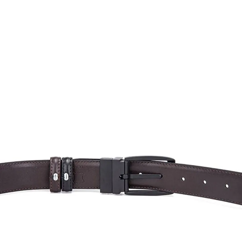 Ray Pin Clip Reversible Men's Belt - Black & Dark Brown