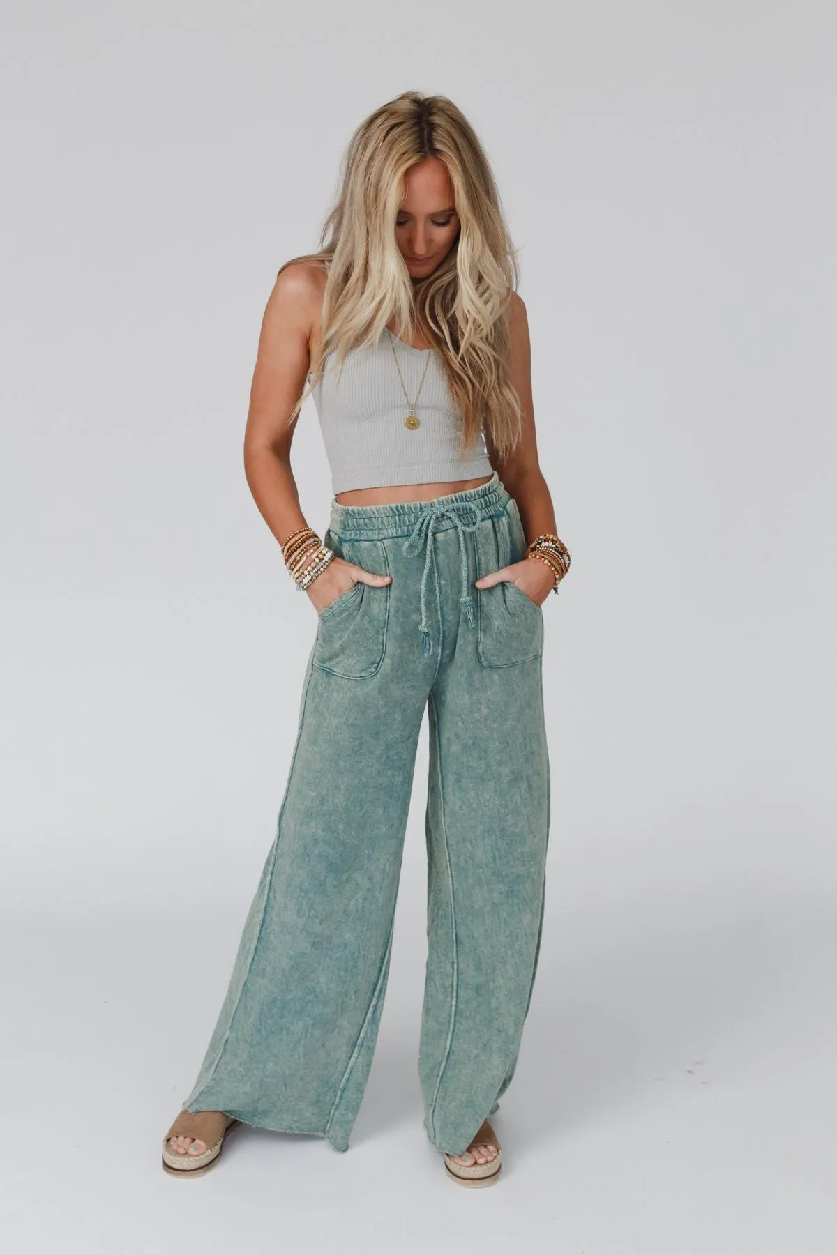 Relaxing Robin Wide Leg Pant - New Teal