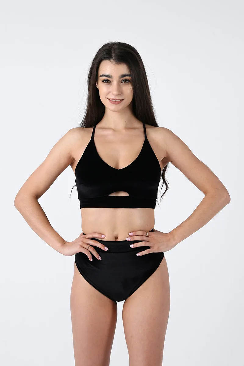 REV ACTIV High Waist Shorts - Black Velvet