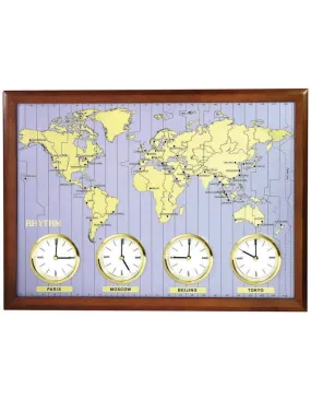 Rhythm Around the World Wall Clock - Espresso Finish - 37 World City Names