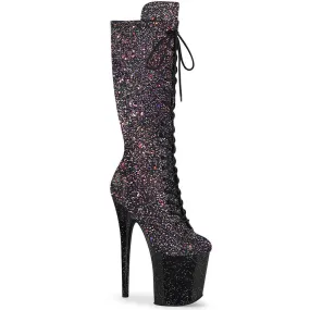 SS-FLAMINGO-2020MG Knee Boot | Black Glitter