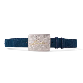 Sueded Caiman Memento Belt :: Navy